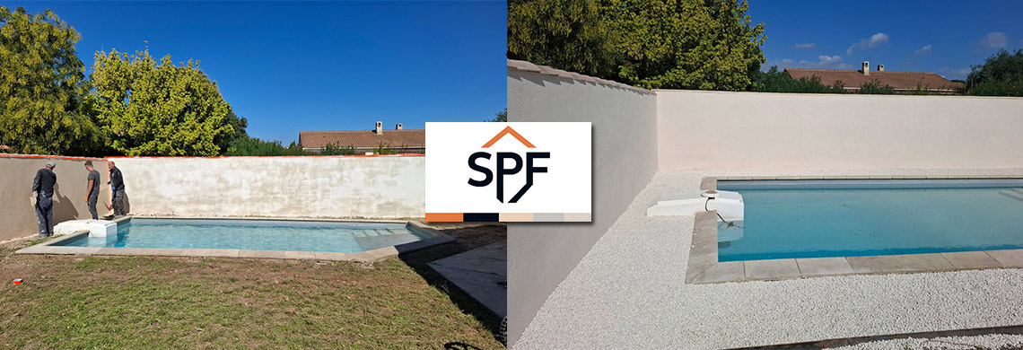 Rénovation mur crépi autour piscine Istres